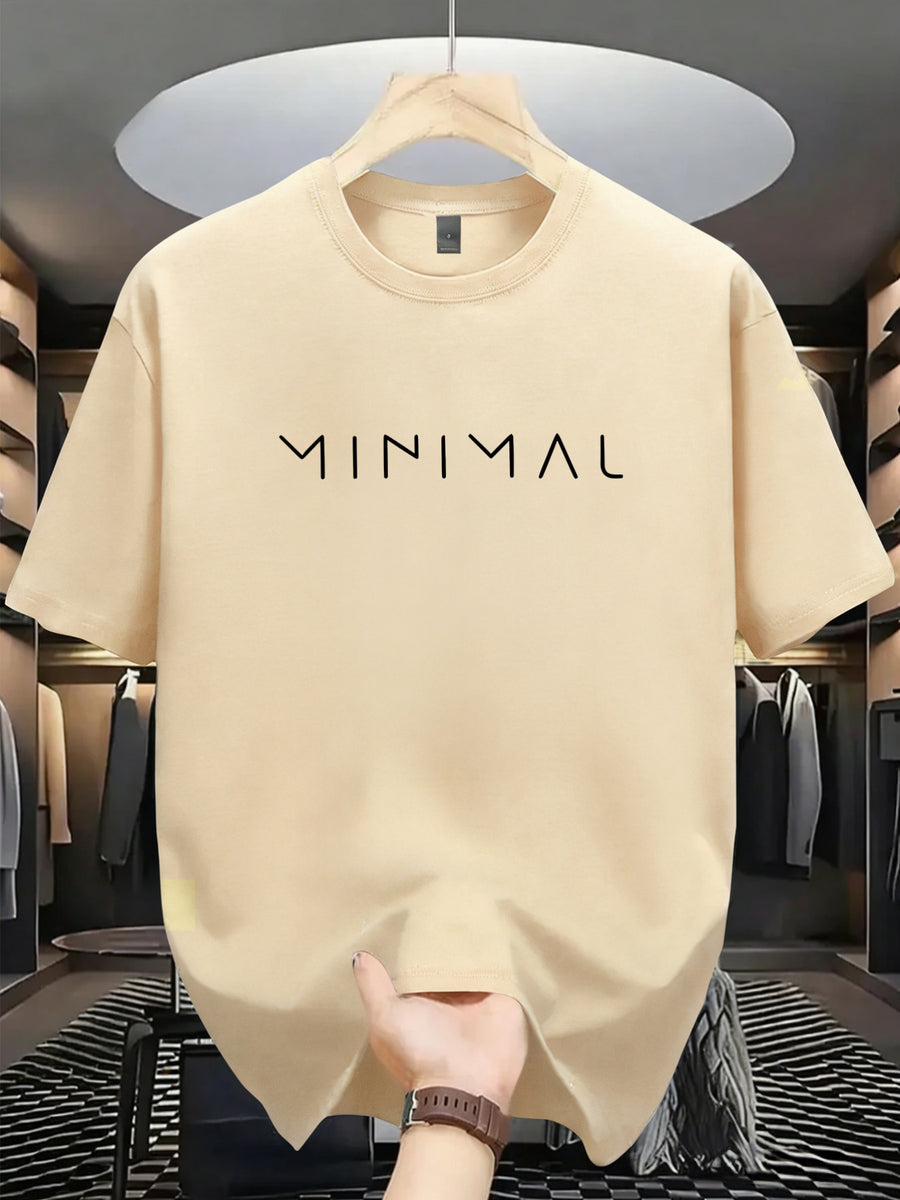 Men's New 100% Cotton T-Shirt with MINIMAL Print, Comfortable, Soft, and Breathable for Summer Casual Daily Wear - Apricot