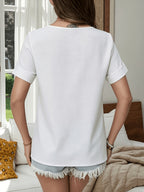 Spring And Summer Casual Bamboo Joint Decoration Button Shirt - White