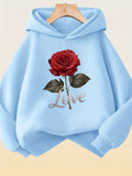 RUEPEI A Women'S Comfortable Thickened Fleece Hoodie, Machine Washable - Suitable for And Casual Wear, Ideal for Hoodies - Light Blue