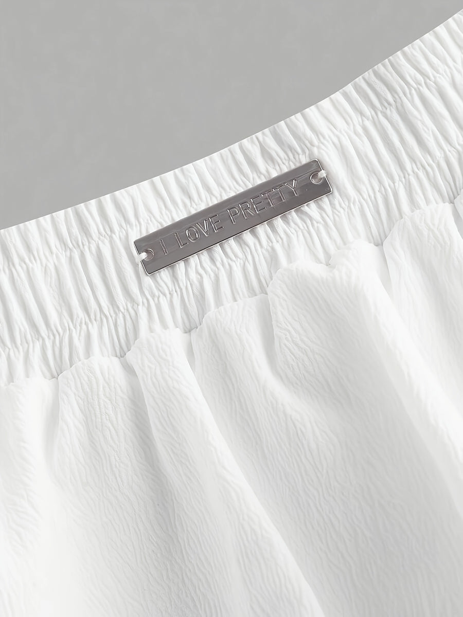 Black Bow Embellished Bubble Hem Skirt, Lined Pants, Low Waist, Women'S Date Night Outfit, Going Out Outfit, Bubble Skirt, Sexy Women'S Clothing, Y2K Skirt - White