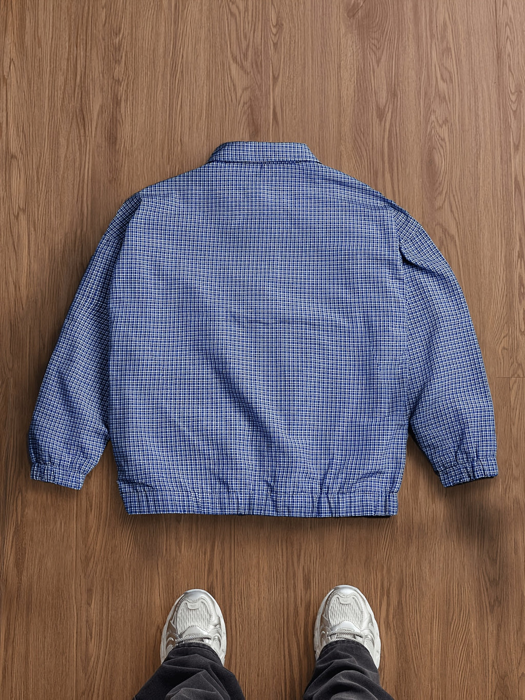 Men's Vintage Plaid Lapel Jacket, a Versatile Shirt-collar Outerwear for Daily Casual Wear in Spring and Autumn, Suitable for Everyday Work Settings, a Harrington Style Lightweight Men's Casual Sport Jacket - Blue