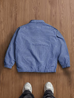 Men's Vintage Plaid Lapel Jacket, a Versatile Shirt-collar Outerwear for Daily Casual Wear in Spring and Autumn, Suitable for Everyday Work Settings, a Harrington Style Lightweight Men's Casual Sport Jacket - Blue