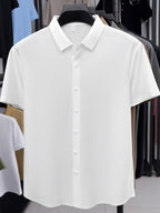 New Summer 2026 Men's Waffle Short-Sleeve Shirt, Lightweight and Breathable Business Casual T-Shirt, Multiple Colors Available, Refreshing and Versatile Commuter Top 100 - White