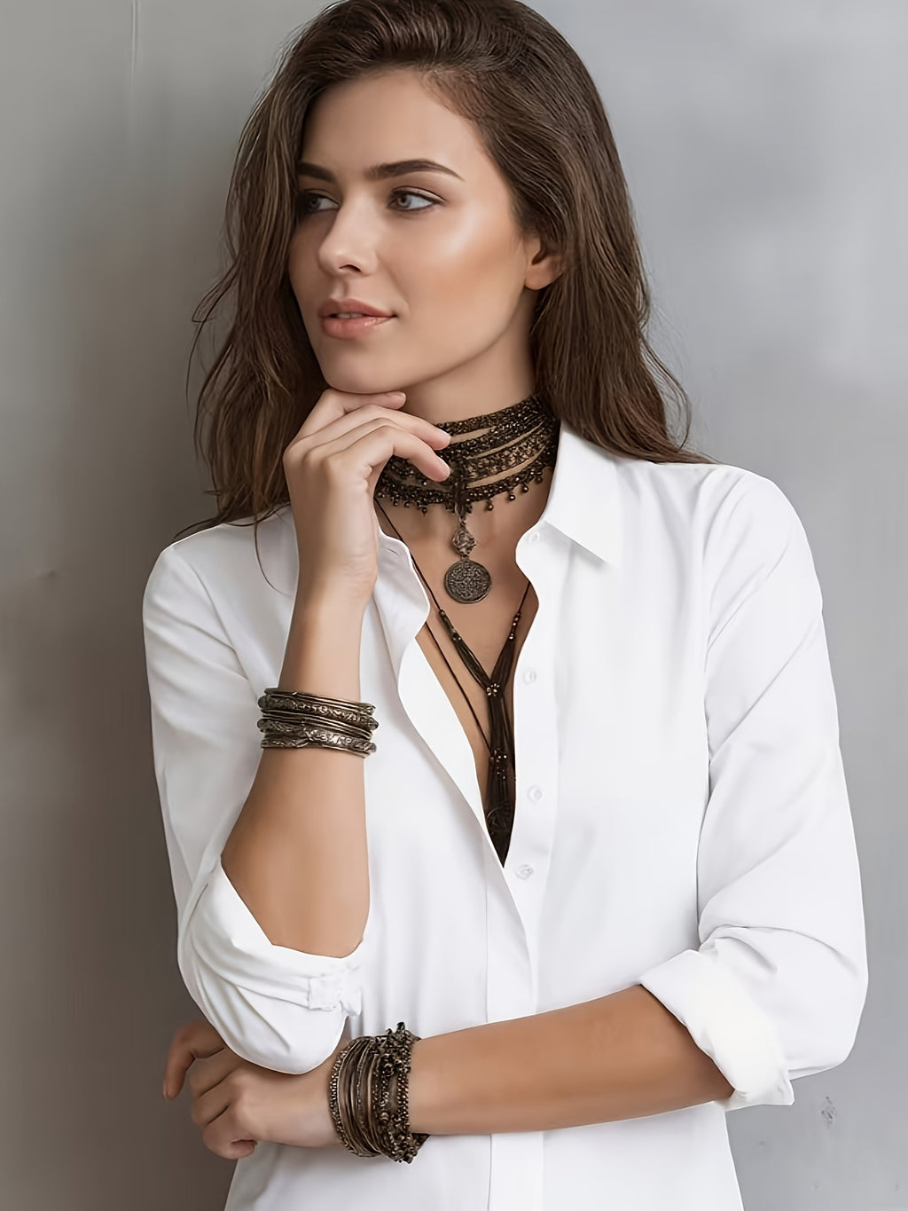 Elegant Long-sleeve Blouse for Women, Suitable for Spring and Summer, Ideal for Business Commuting - White