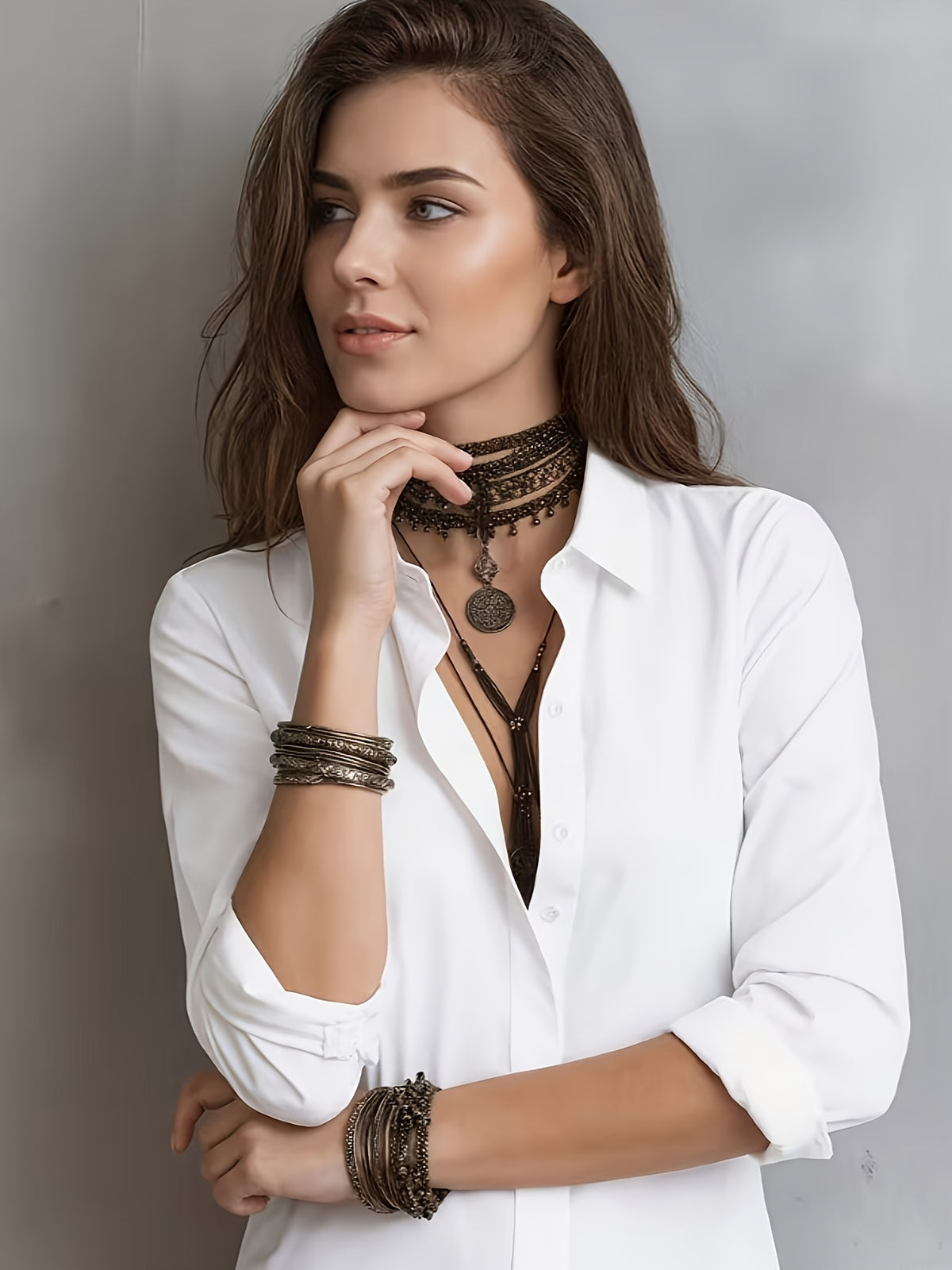 Elegant Long-sleeve Blouse for Women, Suitable for Spring and Summer, Ideal for Business Commuting - White
