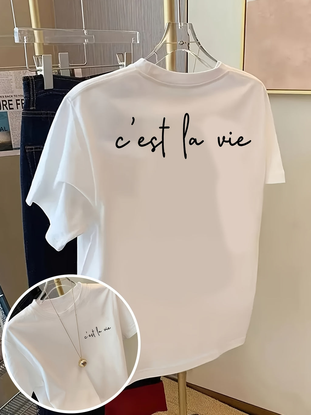 #628 Couple's Style Round Neck Maillard Reaction Niche Comfortable Short Sleeve Top 2026 - White