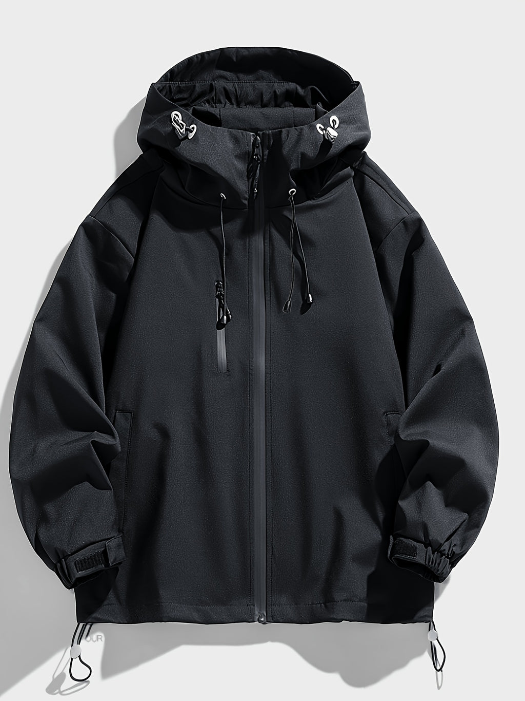 Men'S New Jacket Coat Spring Autumn Casual Jacket Sports Outdoor Zipper Pocket, Hooded Design Casual Outdoor Coat - Black