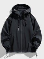 Men'S New Jacket Coat Spring Autumn Casual Jacket Sports Outdoor Zipper Pocket, Hooded Design Casual Outdoor Coat - Black