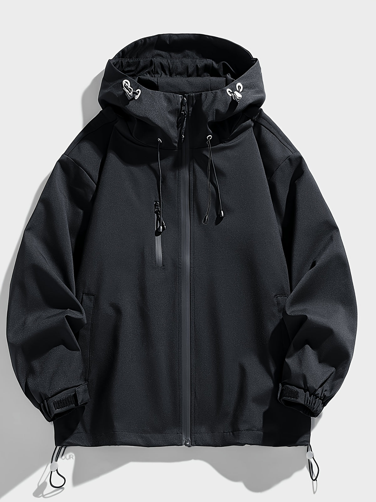 Men'S New Jacket Coat Spring Autumn Casual Jacket Sports Outdoor Zipper Pocket, Hooded Design Casual Outdoor Coat - Black
