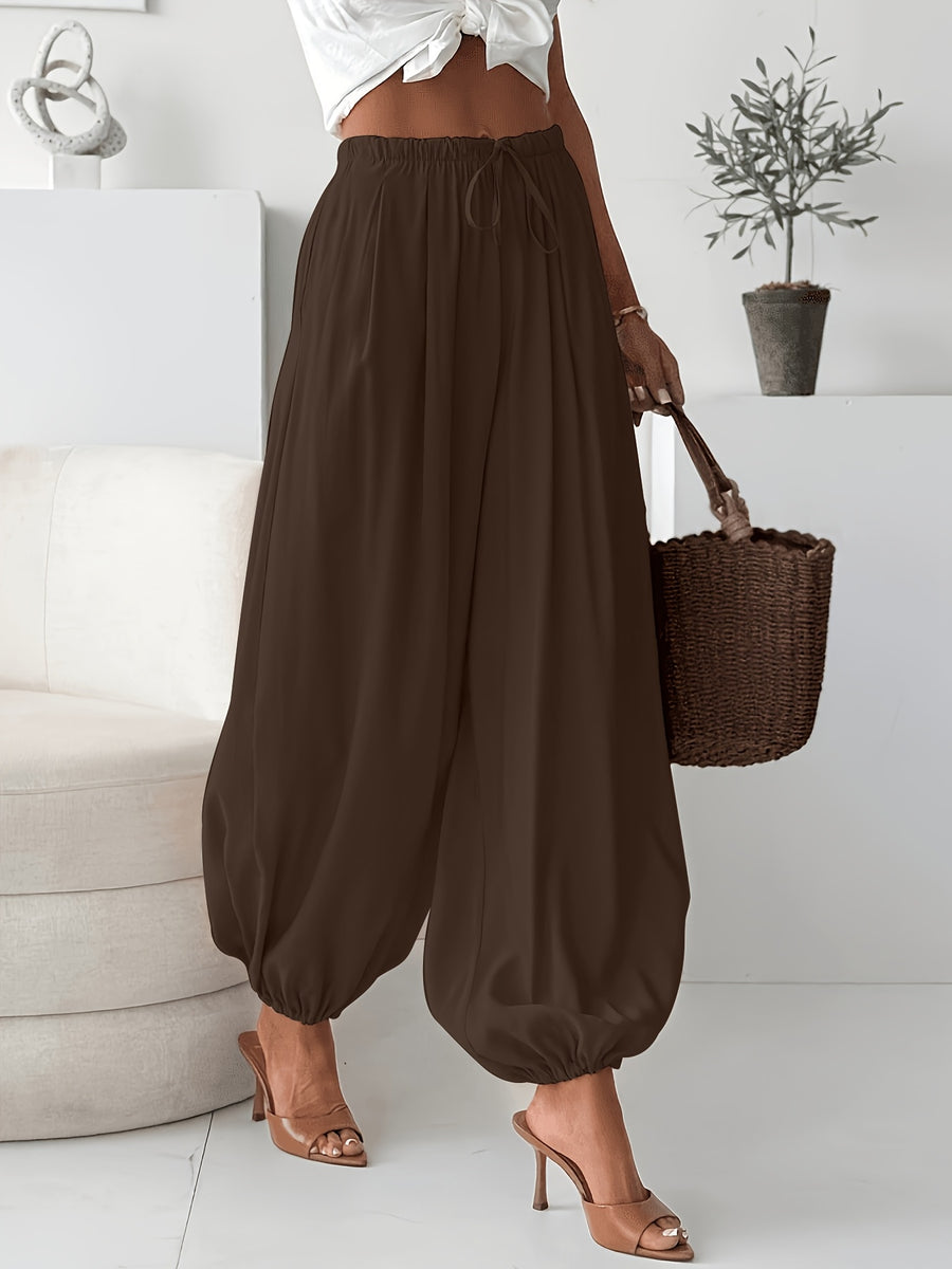 Women'S Fashion Lightweight Loose Casual Trousers, All-Season Style, Suitable for Casual Wear - Coffee Brown
