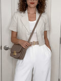 2026 Women'S Spring/Summer New Style Casual Commute Single-Button Short Women'S Blazer - Beige Apricot