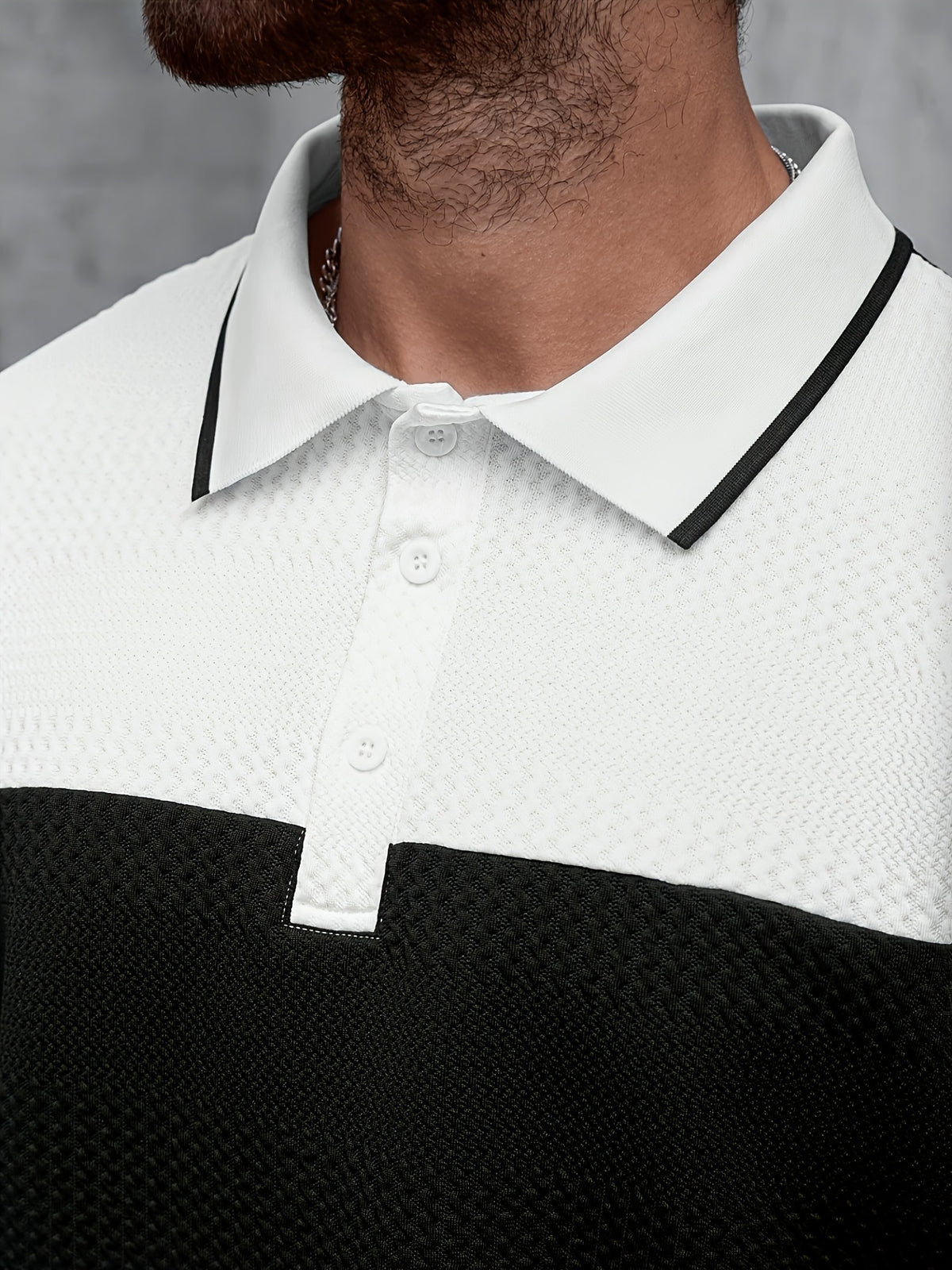 Men'S Casual New POLO Shirt, Soft Textured Fabric, Patchwork Details, Outdoor Casual Business Breathable Short-Sleeve Polo Shirt Golf Shirt - White