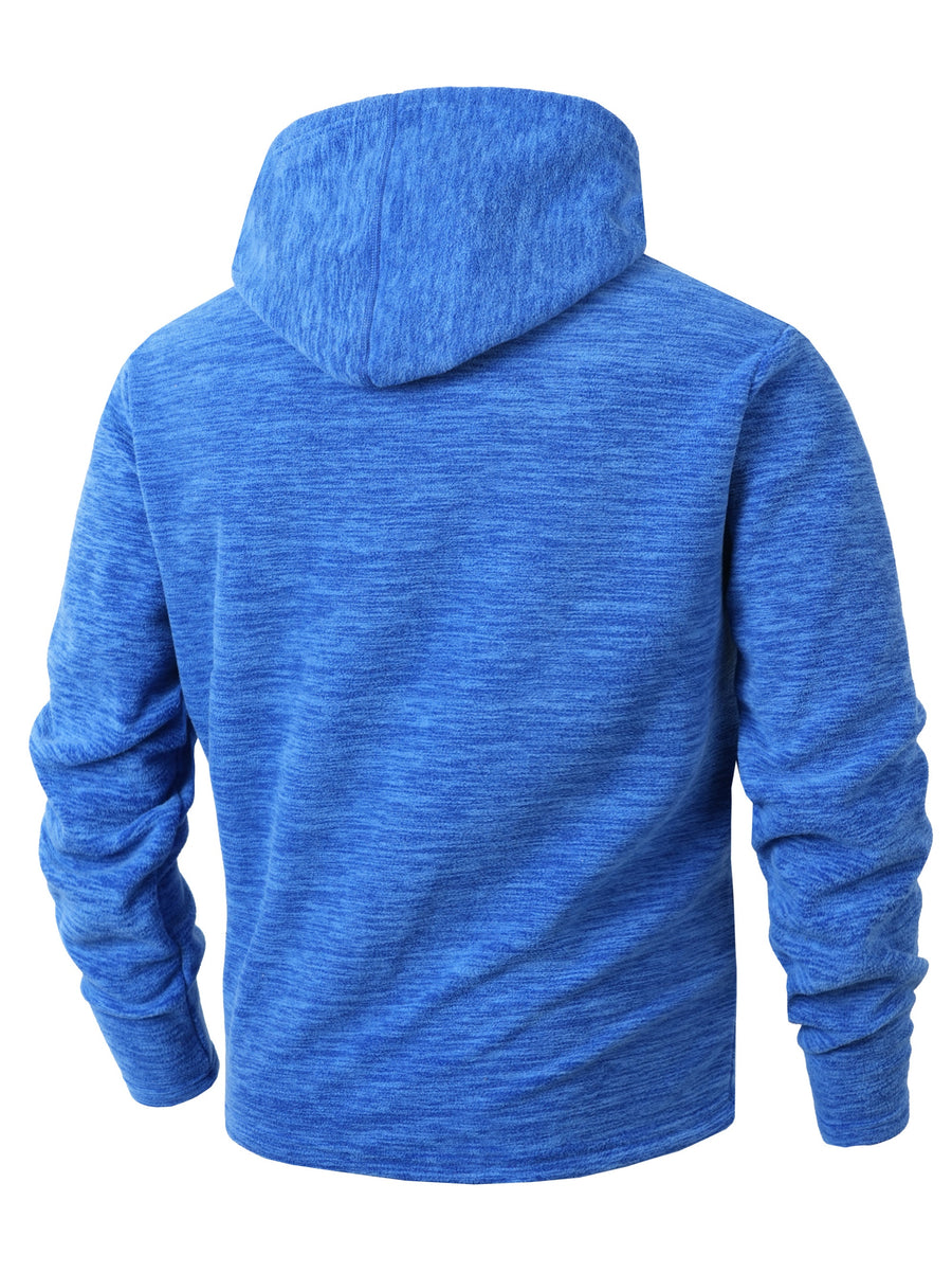 KJ-W024 Fleece Hooded Sweatshirt Jacket with Buttons, Autumn And Winter Plus Size Men'S Casual Outerwear, Stylish And Unique - Blue
