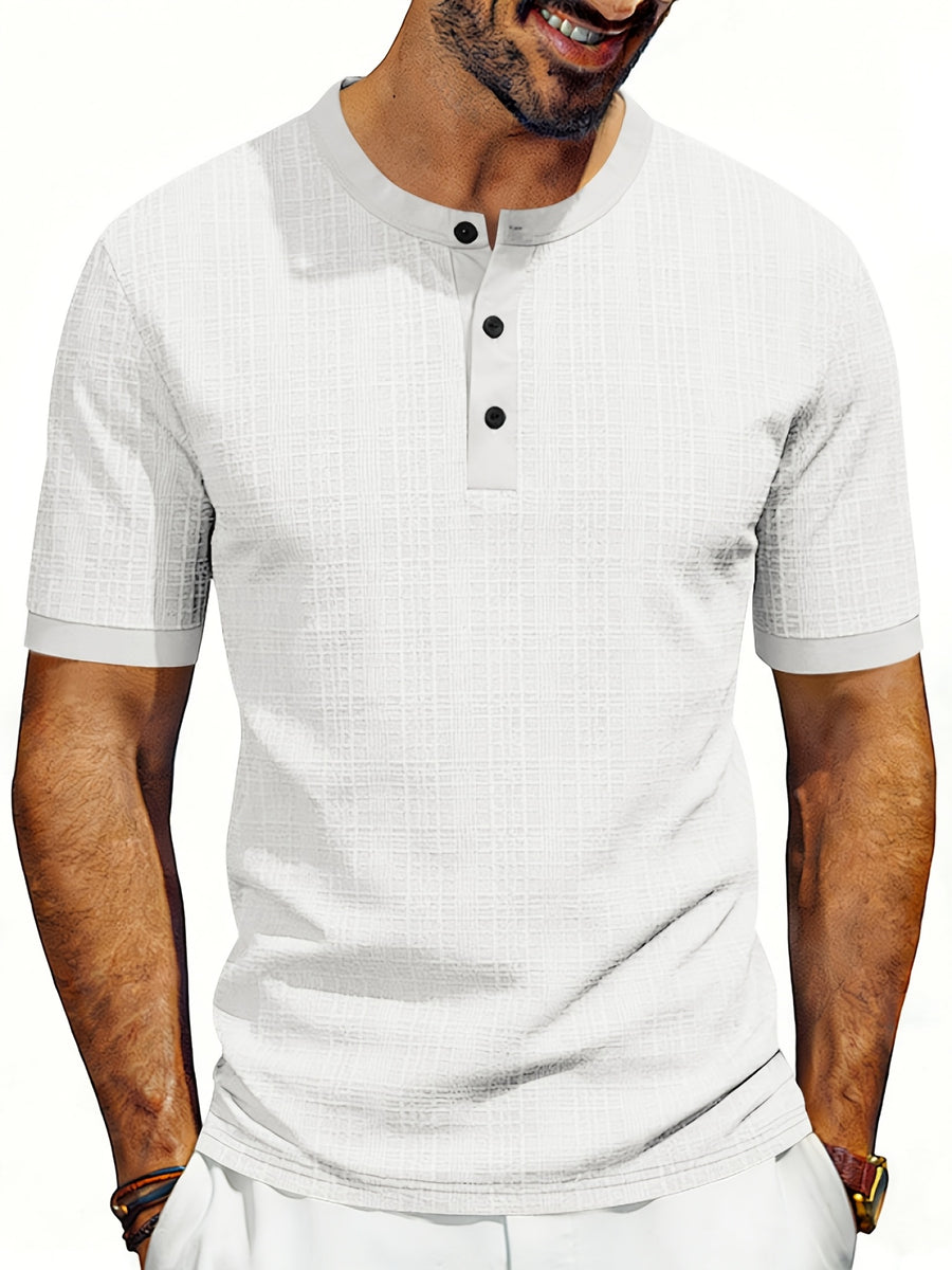 Men'S Loose Casual Henley Short-Sleeve Shirts for Summer - White