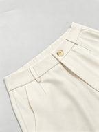 HMY (Beltless) "Elegance-Enhancing" Slightly Flared Suit Pants, High-Waist Commuter Trousers, Gentle and Versatile, Sure to Please + Taluan - Apricot