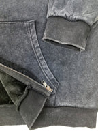 Men's -Lined Zip-Up Hoodie, Simple Letter Print Vintage Workwear Style, for Outdoor Leisure, Streetwear, and Everyday Campus Wear, Loose, Soft, and Comfortable, Spring/Autumn Men's Hooded Sweatshirt, Solid Color Minimalist, Washed Distressed Winter - Black
