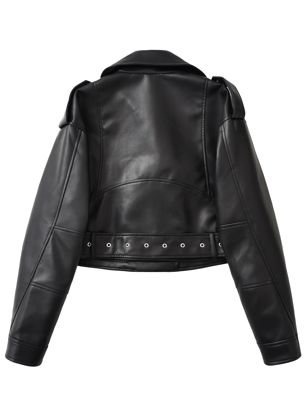 2025 Short Faux Leather Jacket Spring Autumn American Retro Temperament Biker Jacket Top Women'S Clothing - Black