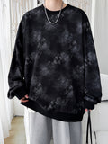 [Villa Le Water OBM] Men'S Korean Style Trendy Cool Round Neck Sweatshirt, Breathable And Skin-Friendly, Spring/Autumn Campus Outing Pullover - Black