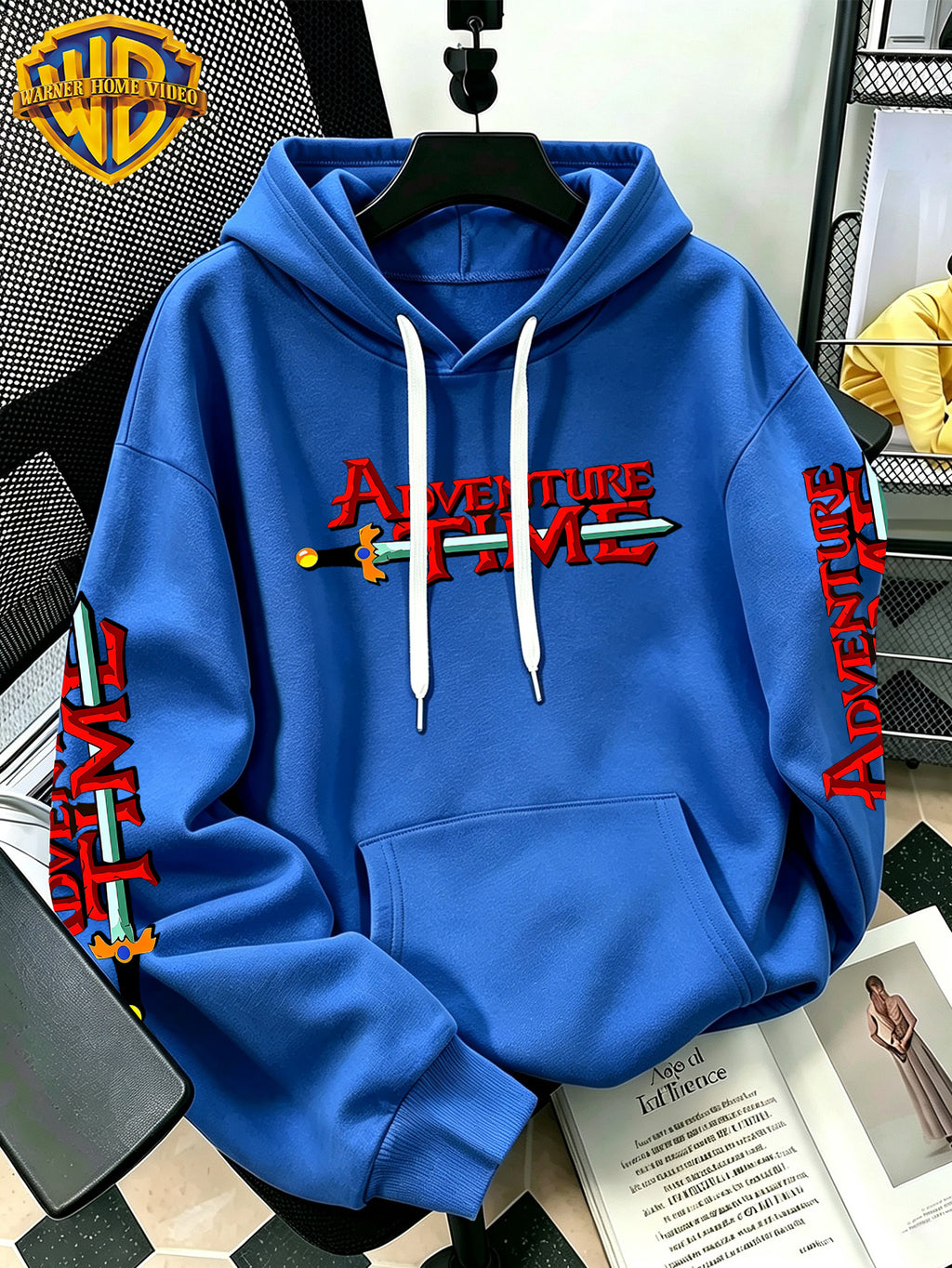 By Warner Bros., 2026 New Adventure Treasure Print, Men's Hoodie, Hooded Sweatshirt, Kangaroo Pocket and Drawstring Hat, Suitable for Daily and Outdoor Sports Wear, Autumn and Winter Warm Jacket, Fashionable Jacket - Blue