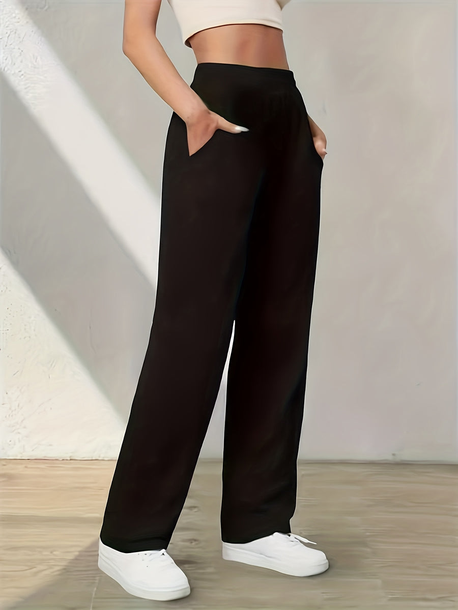 Air Layer Wide-Leg Pants Women'S 2025 Summer Thin New Small Size Casual Straight-Leg Drape Suit Pants - Black