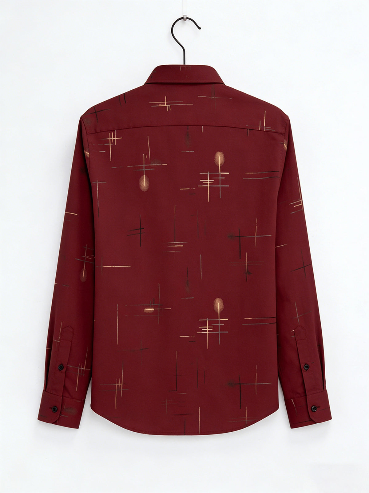 Men'S Long-Sleeve Shirt with Bronzing Print, Business Casual Wrinkle-Resistant Shirt, Light Luxury Versatile Top for Middle-Aged And Young Men - Burgundy