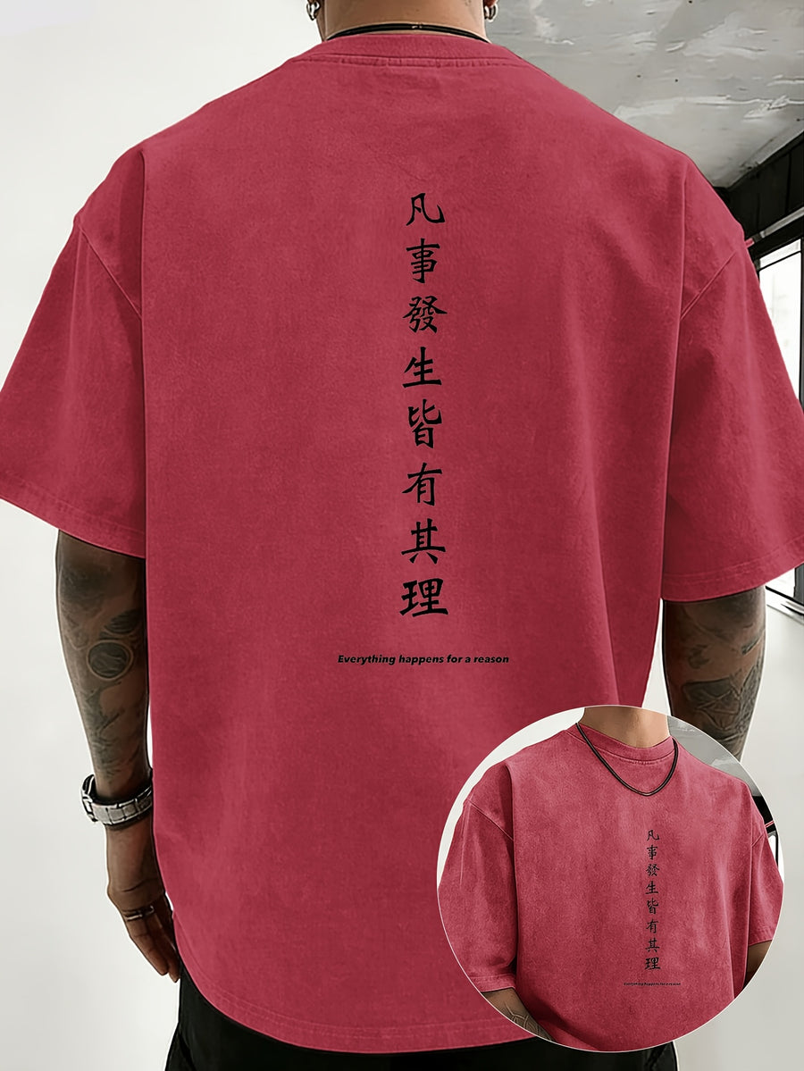 Drop Shoulder Retro Washed Double-Sided Print T-Shirt, Exclusive to Fashionable People, Loose And Comfortable High-Quality Pure Short Sleeves, a Must-Have Top for Street Fashion - Scarlet Red