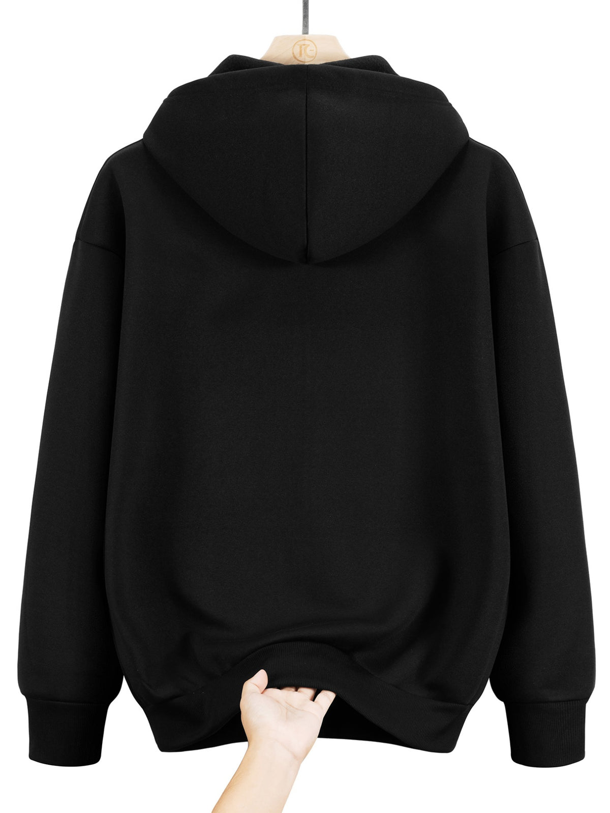 2026 New Men's Zip-Up Hoodie - Casual Pullover with Kangaroo Pocket, Stretch Fabric,  Letter Graphic Print, Versatile and Fashionable Style, Perfect Choice for Fall - Black