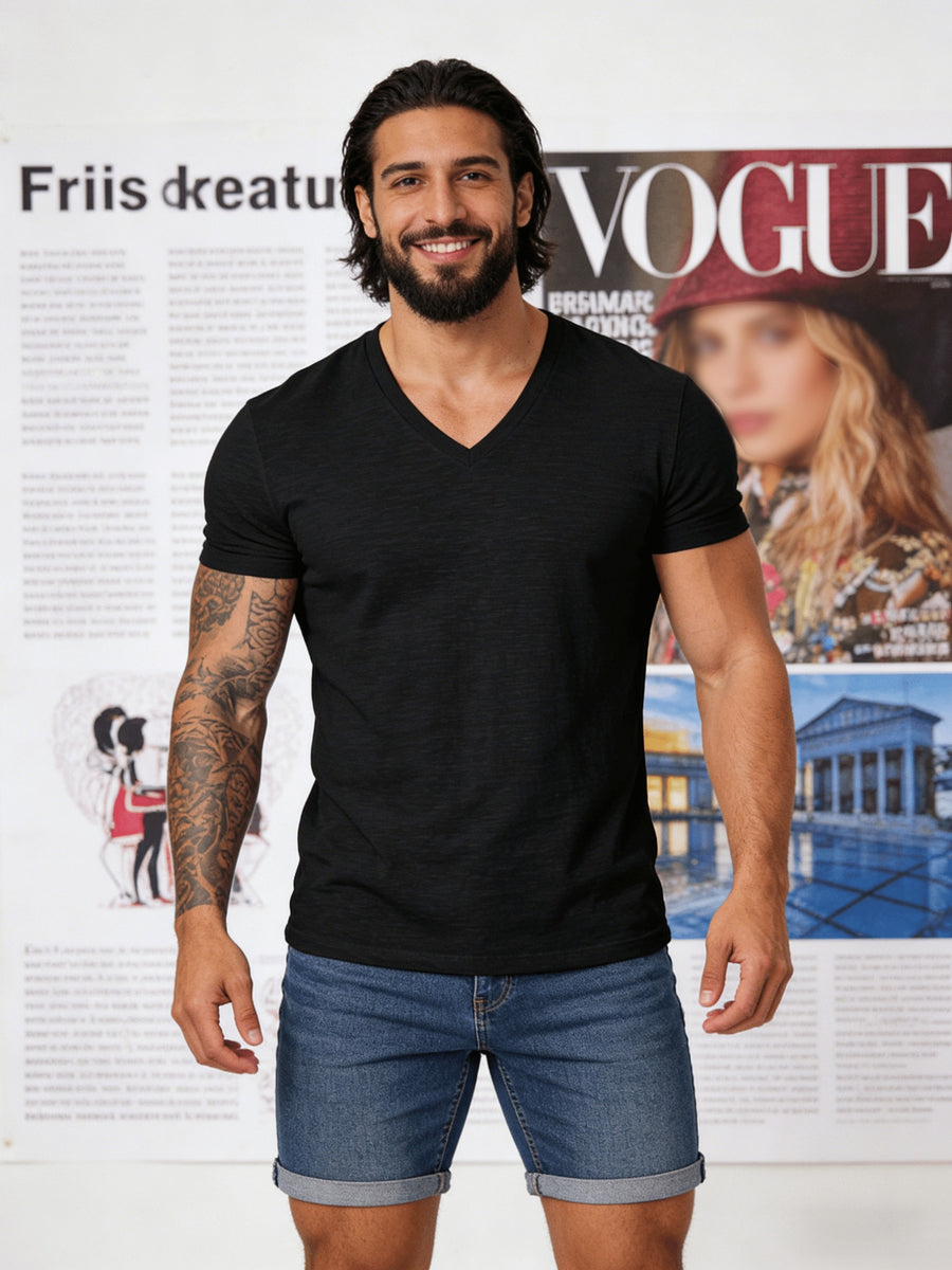 2pcs Set Men'S Summer Pure Short Sleeve T-Shirts Trendy Versatile Fresh Breathable Soft Outerwear - Mixed Color 3