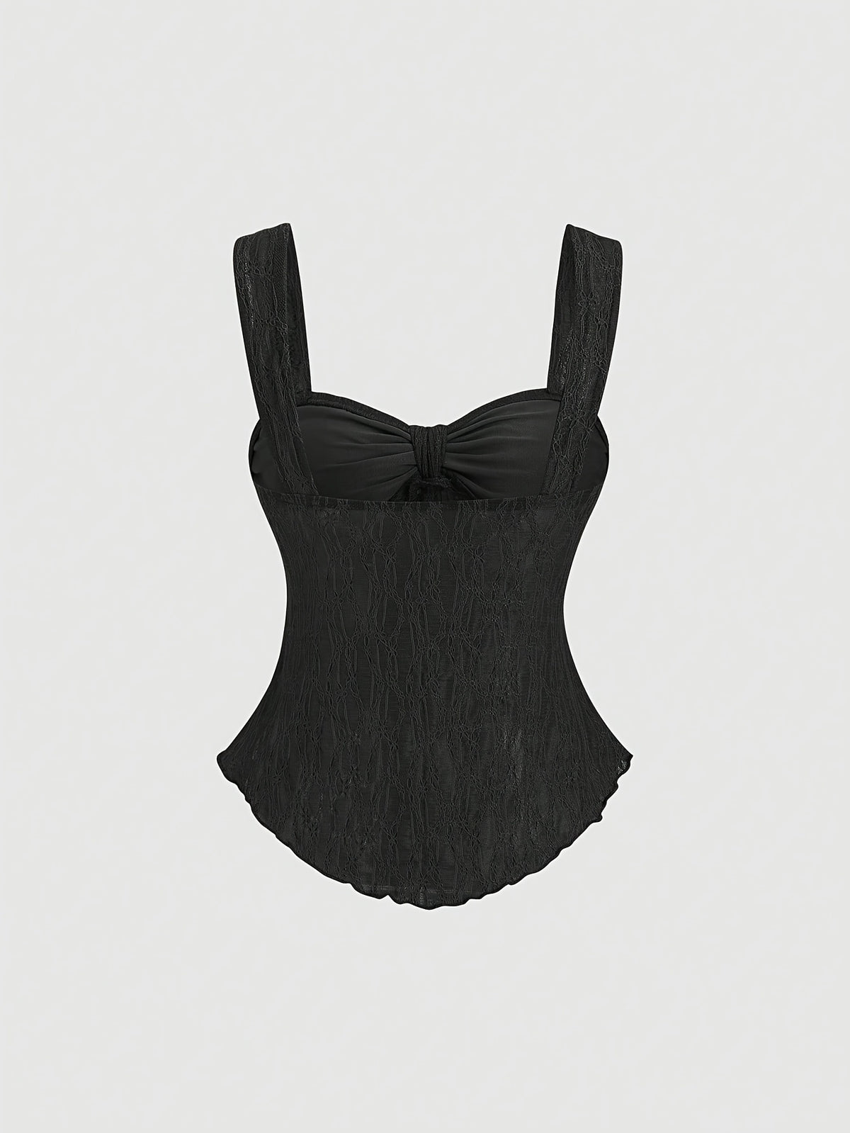 Women'S New Spring/Summer Wide-Strap Bow-Tie, Stretch Textured Fabric Top, Slim Fit, Sweet And Fashionable, Suitable for Dating, Daily Wear - Black