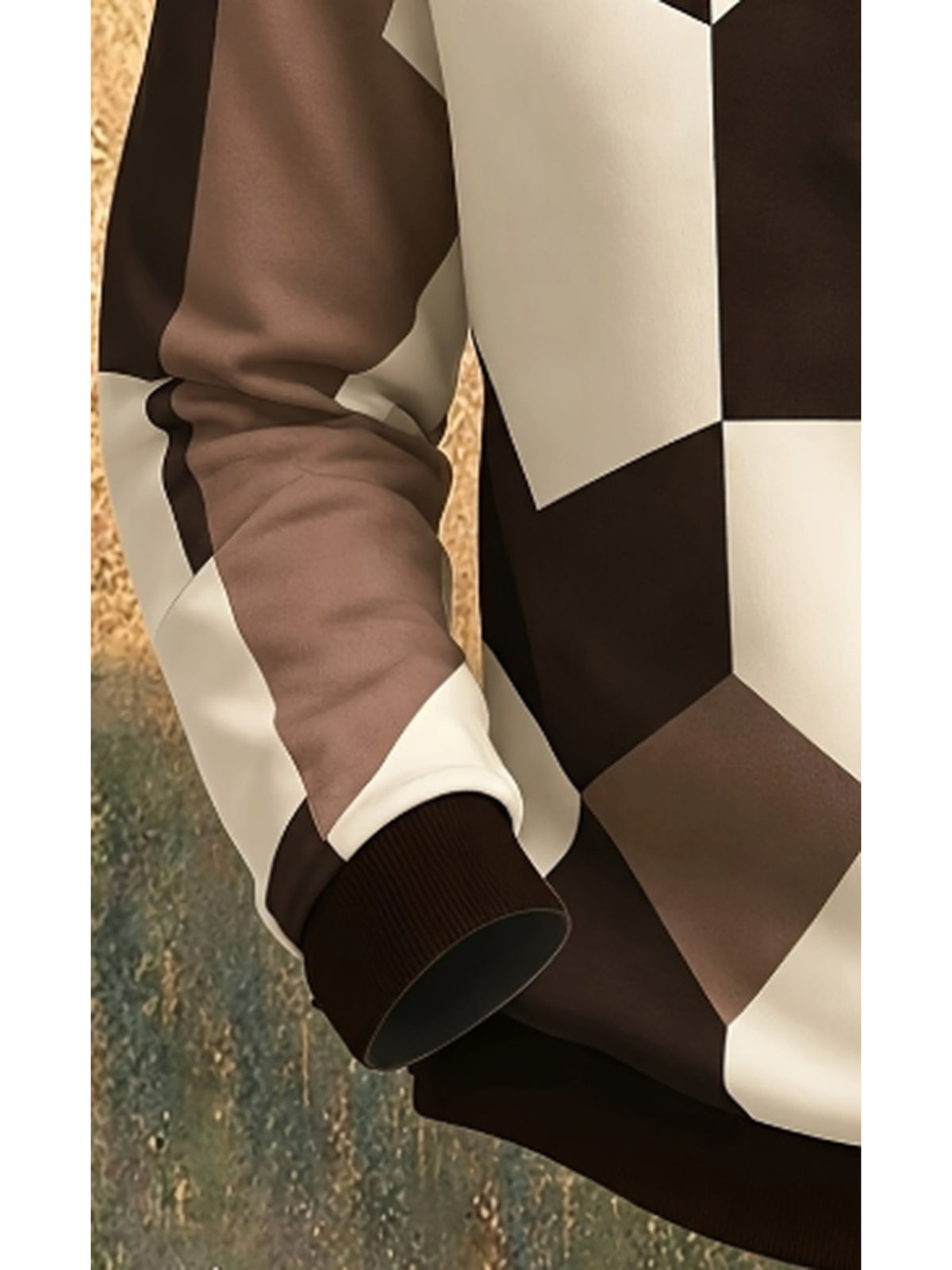 Men'S Autumn Winter Polo Zipper Sweatshirt, Men'S Retro Geometric Color-Block Digital Print Half-Zip Stand Collar Sweatshirt, Loose Casual Top, High Quality And Durable, Machine Washable, Daily Commute And Outdoor Wear - Mix color 5