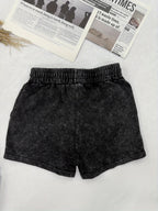 Small Niche Design, Fashionable and Trendy Patterns, Printed Women's Summer Retro Washed Distressed Shorts, Loose and Casual - Black