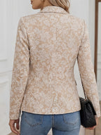 Fashion Women'S Printed Suit Jacket, Slim Fit, Professional Temperament Suit Top for Women - Apricot