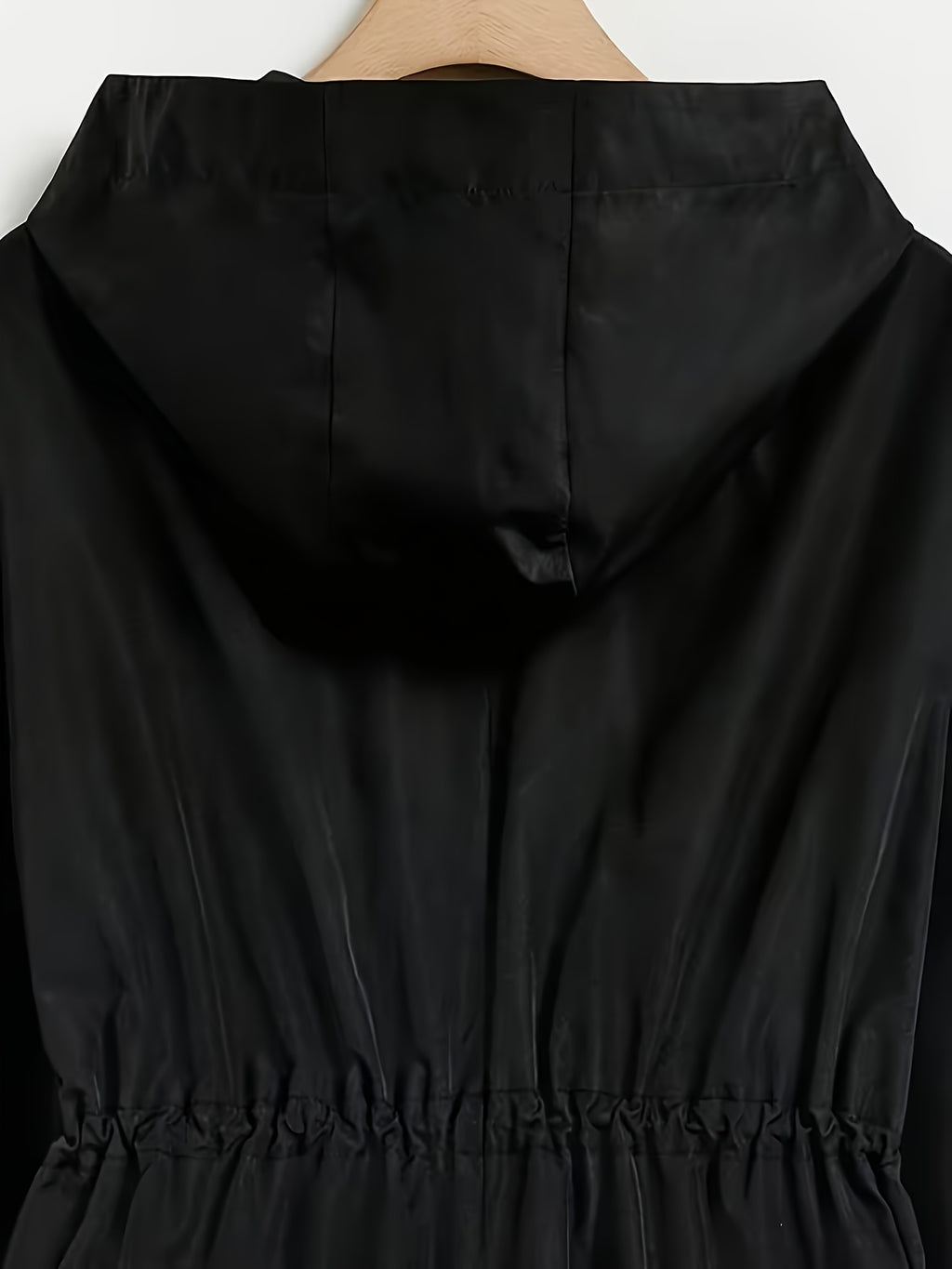 Plus Size, Women's Plus Size Long Hooded Trench Coat - Black