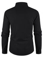 Men'S Spring Autumn New Linen Long Sleeve Shirt, Easy Breathable Casual Commuter Top with Life Heartbeat Line Handwritten English Print, Loose Flowing Relaxed Style for Travel And Beach Vacation - Black