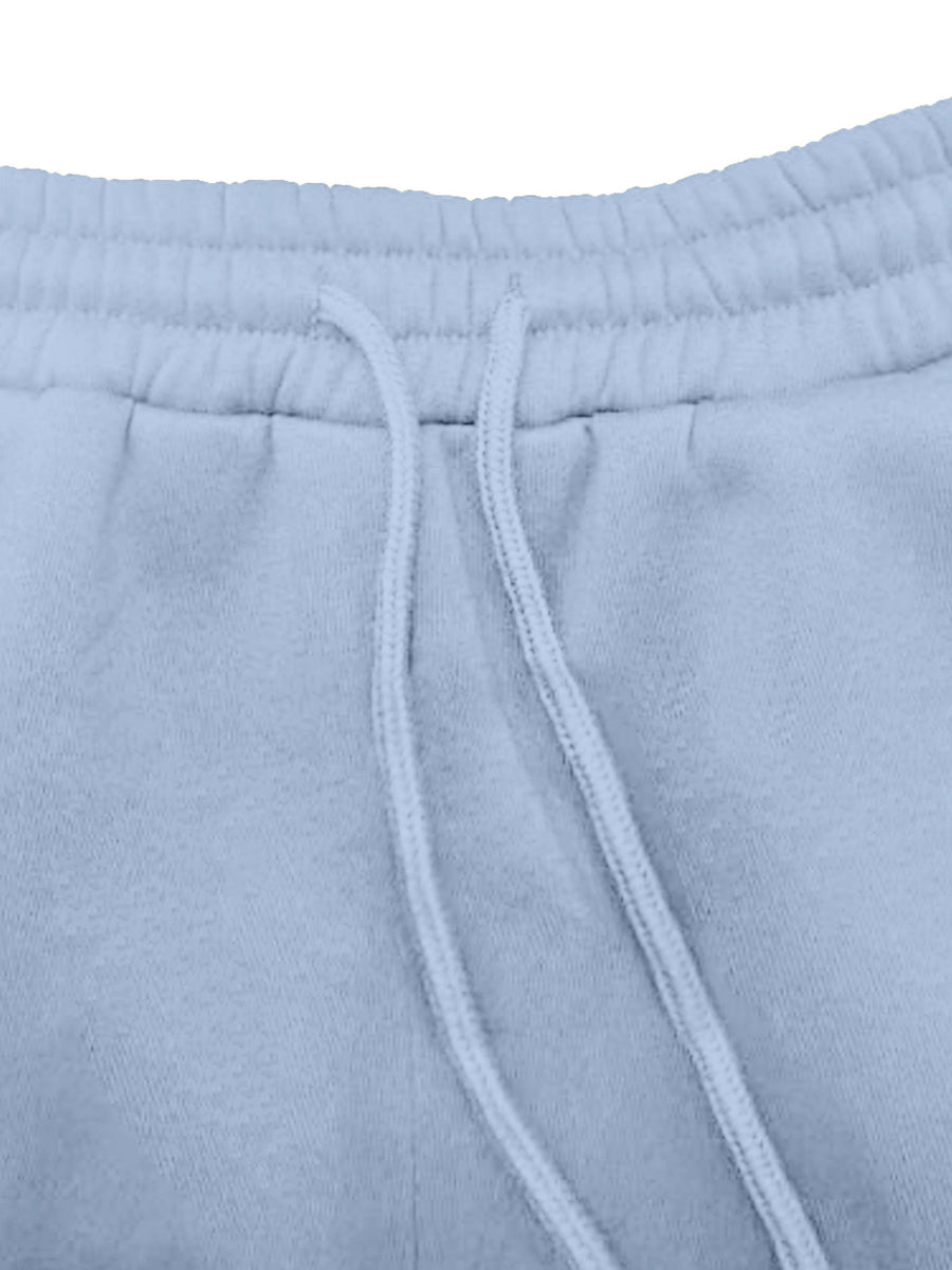 Lazy Atmosphere Women'S Fleece-Lined Sweatpants, Loose Straight Fit, Warm And Non-Porous Casual All-Match Autumn Winter Trousers - Light Blue