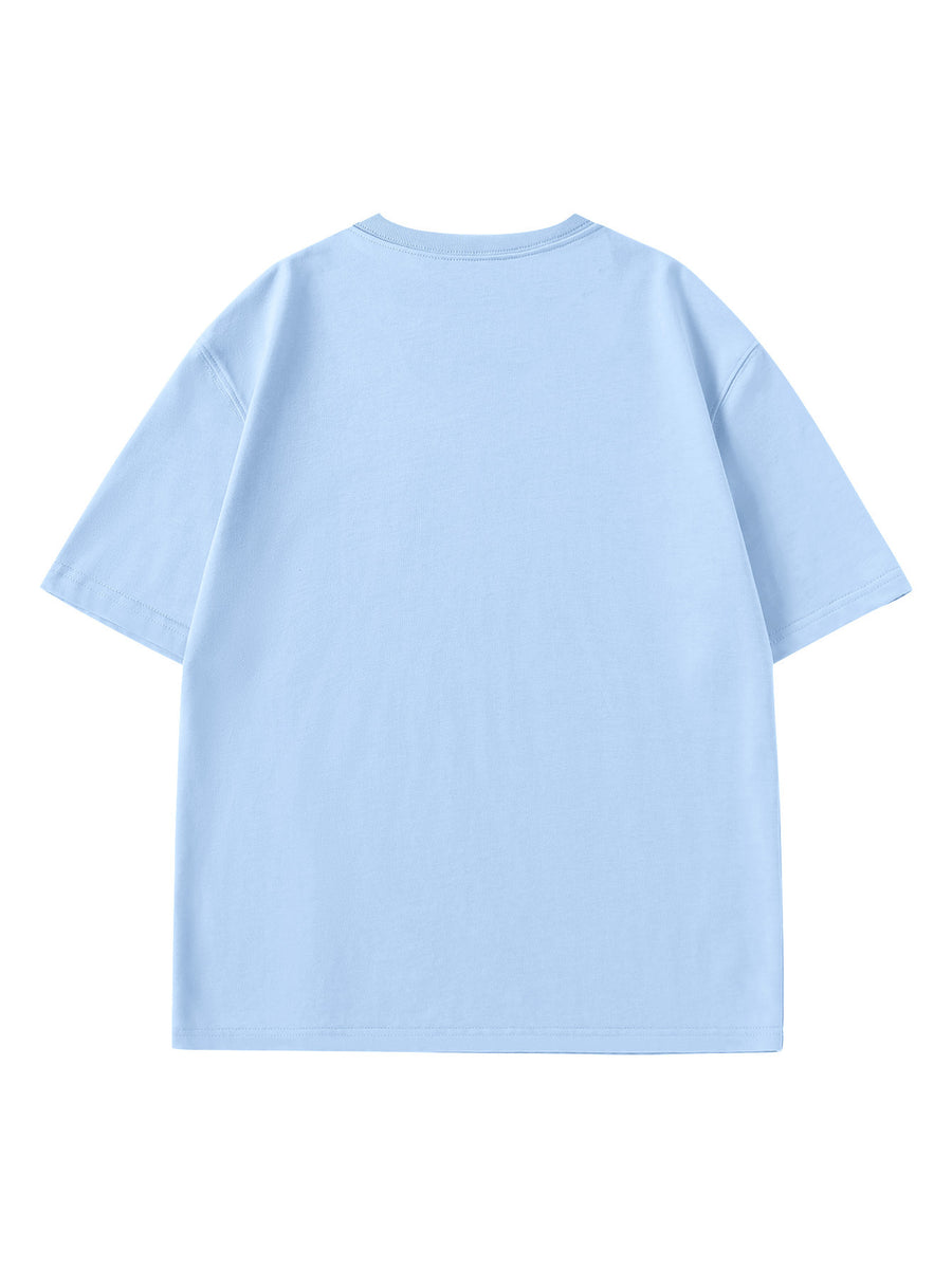 Paul Frank Summer Men's Pure Cotton Street Style Refreshing Pullover Short-Sleeve T-Shirt - Glacier Blue