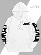 Men'S Warner DC Comics Enthusiast Autumn Winter Hooded Sweatshirt, Batman Joker Half-And-Half Black White Sketch Double-Sided Print Loose Casual Hoodie, Suitable for Superhero Fans, Campus Daily Outings, Casual Shopping - White