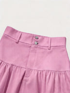 Women'S Solid High-Waist Half Skirt - Pink