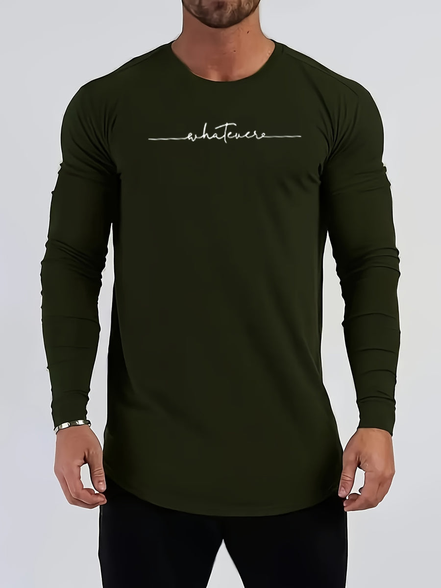 Men's Spring/Autumn Long-Sleeve Shirt T-Shirt - -Compatible Suitable for Casual & -Casual Wear, Round Neck -Fit Shirt, Machine Washable Non- Top for Daily Office, Semi-Formal Outfits (No Belt) - Green