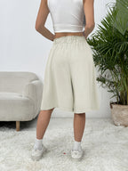 Summer Thin Loose Wide-Leg High-Waist Basic Style Casual Japanese Outer Wear Skirt - Apricot