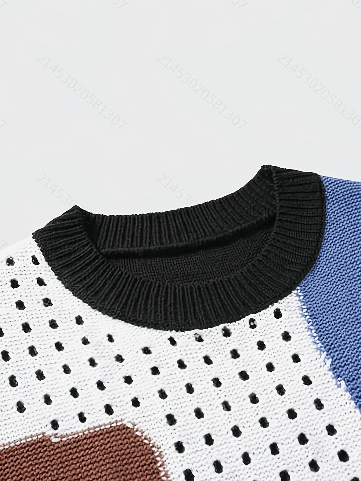 Men's Color-Block Openwork Crew Neck Casual Knit Vest, Openwork Knit Tank Top, Breathable Lightweight Mesh Fishnet Crochet Sleeveless Top for Casual Wear - 【Multi Color】
