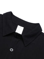 Men'S THE SPECIALS Checkered Letter Print Breathable Pleated Linen Long Sleeve Shirt Loose Drop Shoulder Lapel Button-Up Casual Shirt - Black