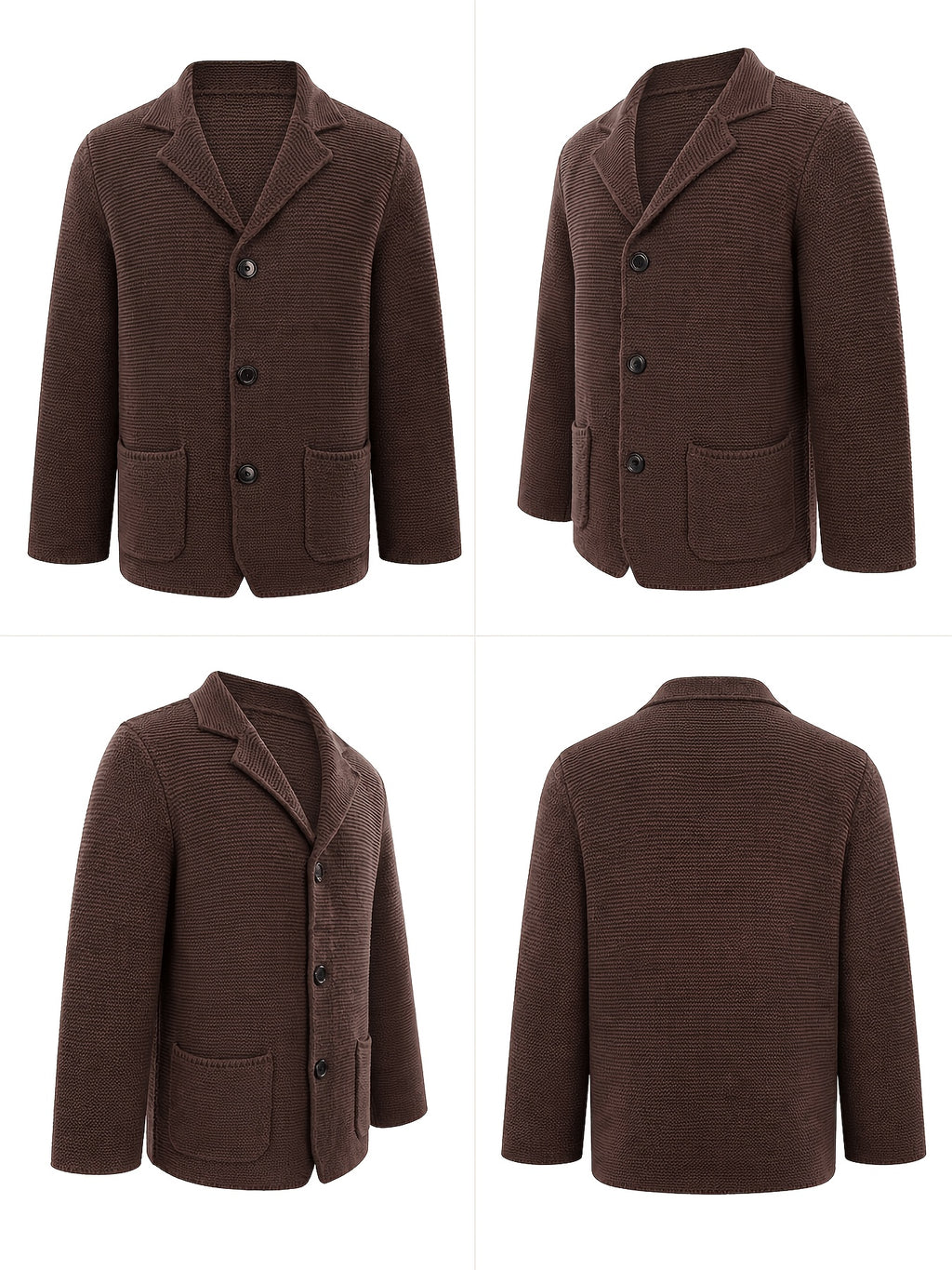 10 Colors Available High-End Style Autumn Winter New British Light Luxury Vintage Cardigan Old Money Style Knit Cardigan Sweater Commuter Autumn Winter Green Fruit Collar Warm Jacket - Chestnut Brown
