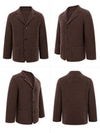 10 Colors Available High-End Style Autumn Winter New British Light Luxury Vintage Cardigan Old Money Style Knit Cardigan Sweater Commuter Autumn Winter Green Fruit Collar Warm Jacket - Chestnut Brown