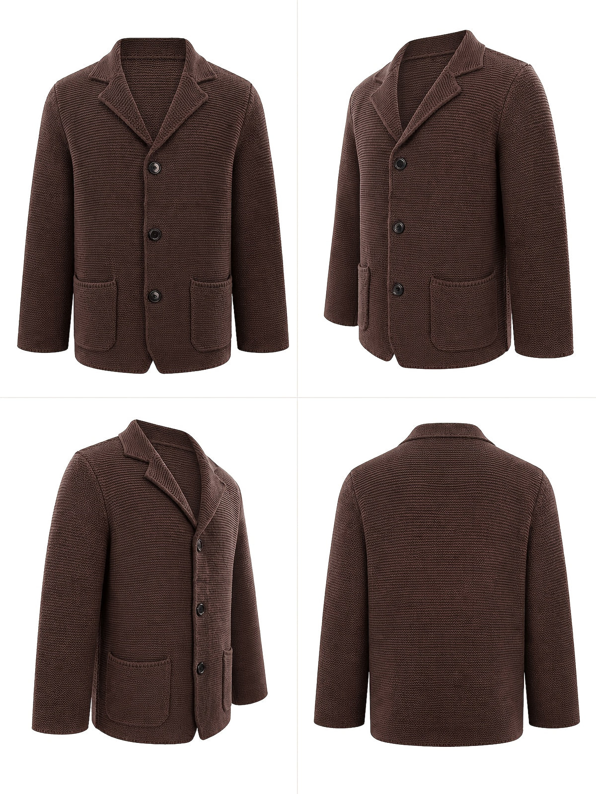 10 Colors Available High-End Style Autumn Winter New British Light Luxury Vintage Cardigan Old Money Style Knit Cardigan Sweater Commuter Autumn Winter Green Fruit Collar Warm Jacket - Chestnut Brown