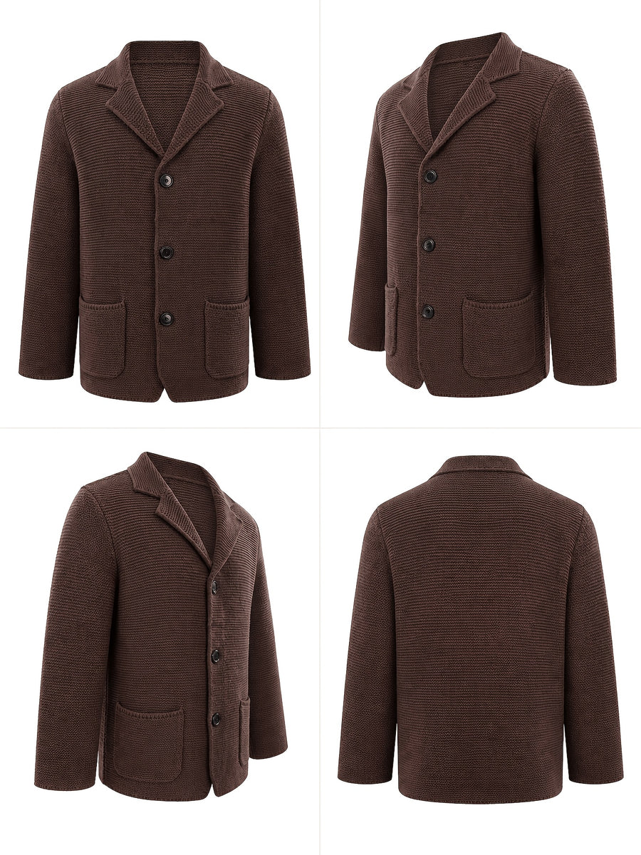 10 Colors Available High-End Style Autumn Winter New British Light Luxury Vintage Cardigan Old Money Style Knit Cardigan Sweater Commuter Autumn Winter Green Fruit Collar Warm Jacket - Chestnut Brown