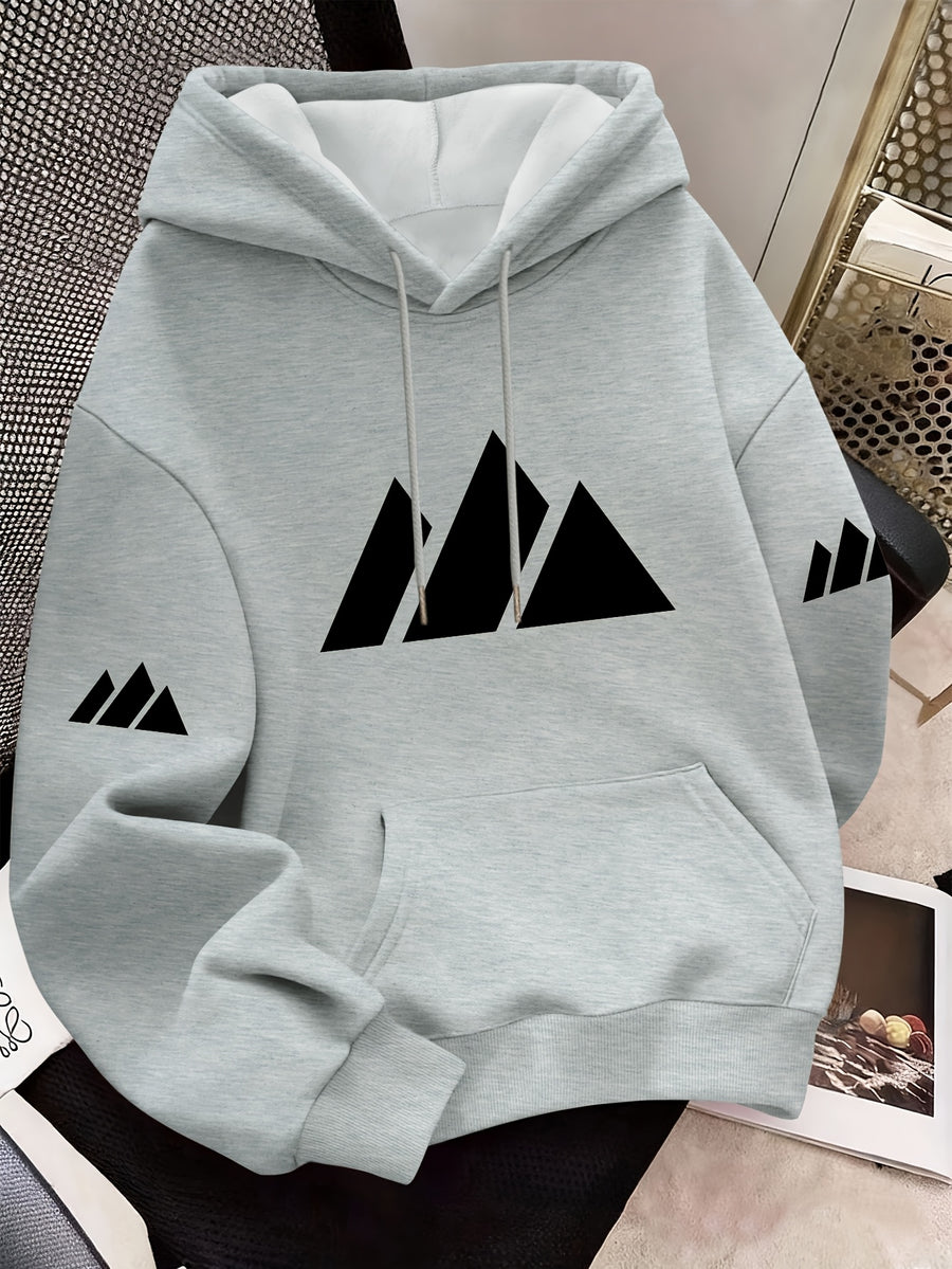 Women Mountain Ranges Graphic Hooded Sweatshirt, Casual Fashion Jacket, Sports Shirt Top, Outdoor Fashion Casual, 2026 New Daily Versatile Autumn And Winter Women Clothing - Light Grey