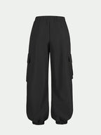 New Arrival - Women's Cargo Pants Sold Individually, Cute and Fun Heart Print Work Pants with Multiple Pockets, Cargo Pants Style, Long Pants for Fashionable Aged 18-25, Machine Washable, Durable Fabric - Suitable for Spring and Summer - Black