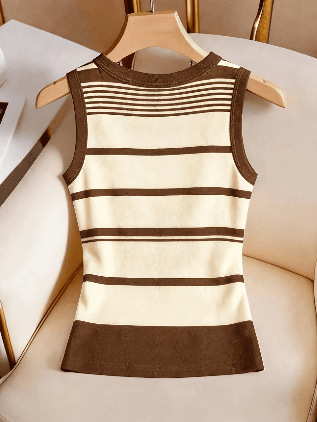 Gavin Targeted Development: New Summer Digital Print Striped Crew Neck Tank Top for European and American Women's Fashion - Multicolor