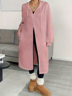 Women's Fashion Color Block Zip-Up Jacket - Peach